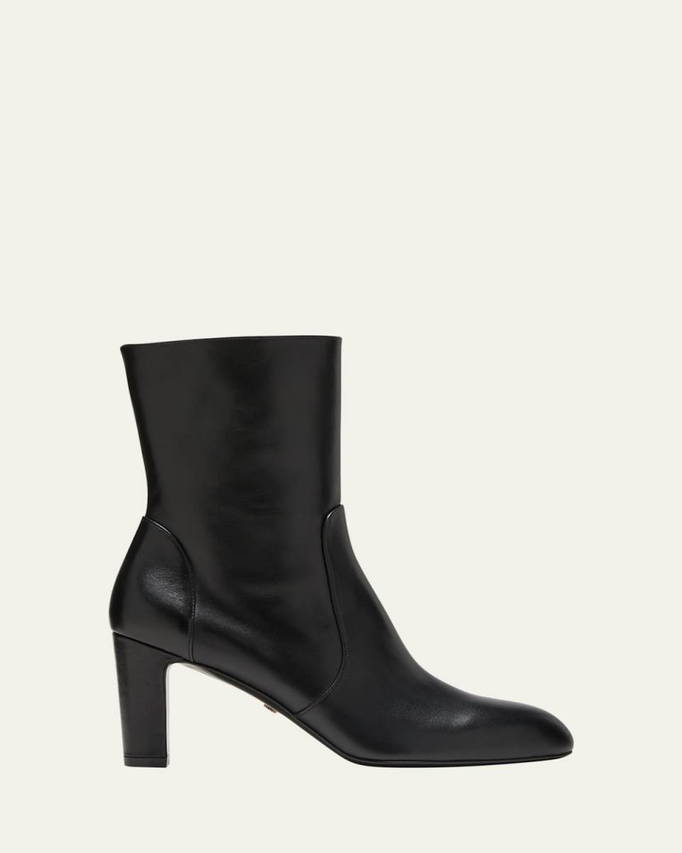 Vida Leather Block-Heel Booties